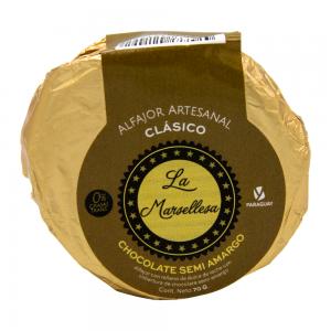 Foto do Produto Alfajor Artesanal Py La Marsellesa Clasico Recheio Doce de Leite Cobertura Chocolate Semi Amargo 70G