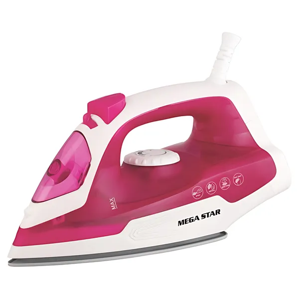 Foto do Produto Ferro a Vapor MegaStar PA602 de 1.200 watts + Spray 220V ~ 50/60 Hz - Rosa/Branco