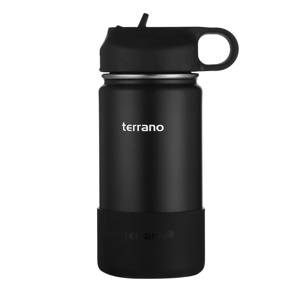 Foto do Produto Garrafa Térmica Terrano Kids - 350mL - Com Bico + 2 Canudos - Preto