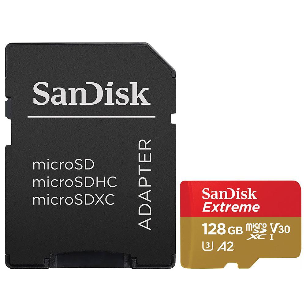 Foto do Produto Cartao de Memoria Micro SD SanDisk Extreme U3 V30 128GB 4K - SDSQXAA-128G-GN6MA