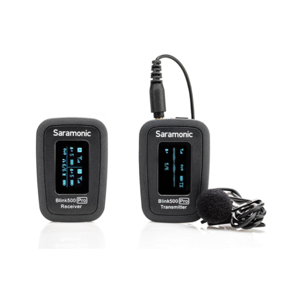 Foto do Produto Sistema de microfone sem fio Saramonic Blink500 Pro B1 com Microfone de Lapela 3.5mm (1 Transmissor + 1 Receptor) - Preto