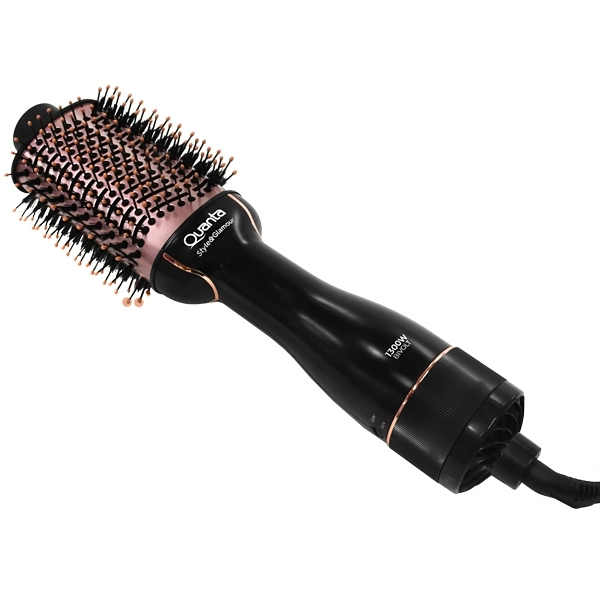 Foto do Produto Escova Elétrica Quanta QTES6000N Style&Glamour 2 in 1 com 1.300 watts Bivolt - Preta/Rose Gold