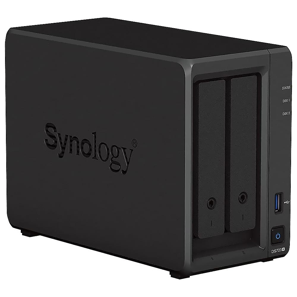 Foto do Produto Servidor Nas Storage Synology DiskStation DS723+ AMD Ryzen R1600 de 2.6GHz / 2GB de RAM / 2 Baias / USB / LAN - Preto