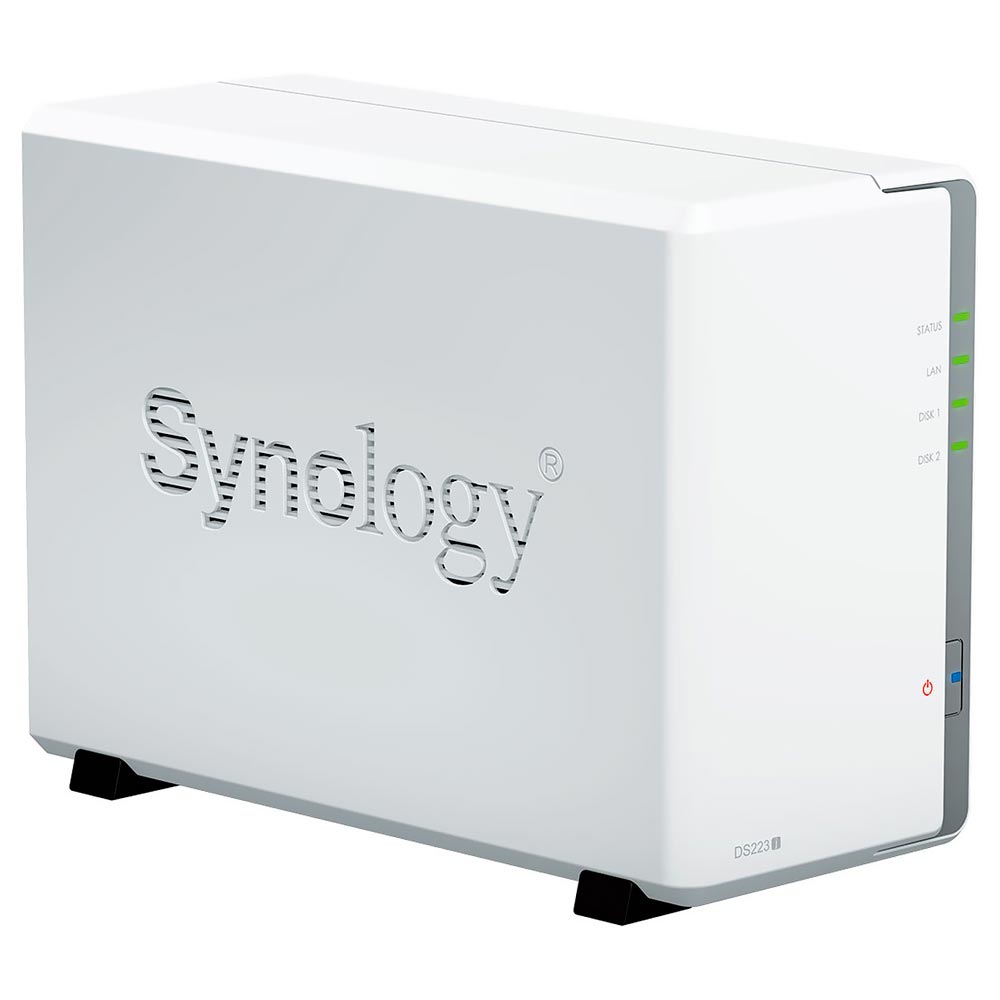 Foto do Produto Servidor Nas Storage Synology DiskStation DS223J Realtek RTD1619B de 1.7GHz / 1GB de RAM / 2 Baias / USB / LAN - Branco