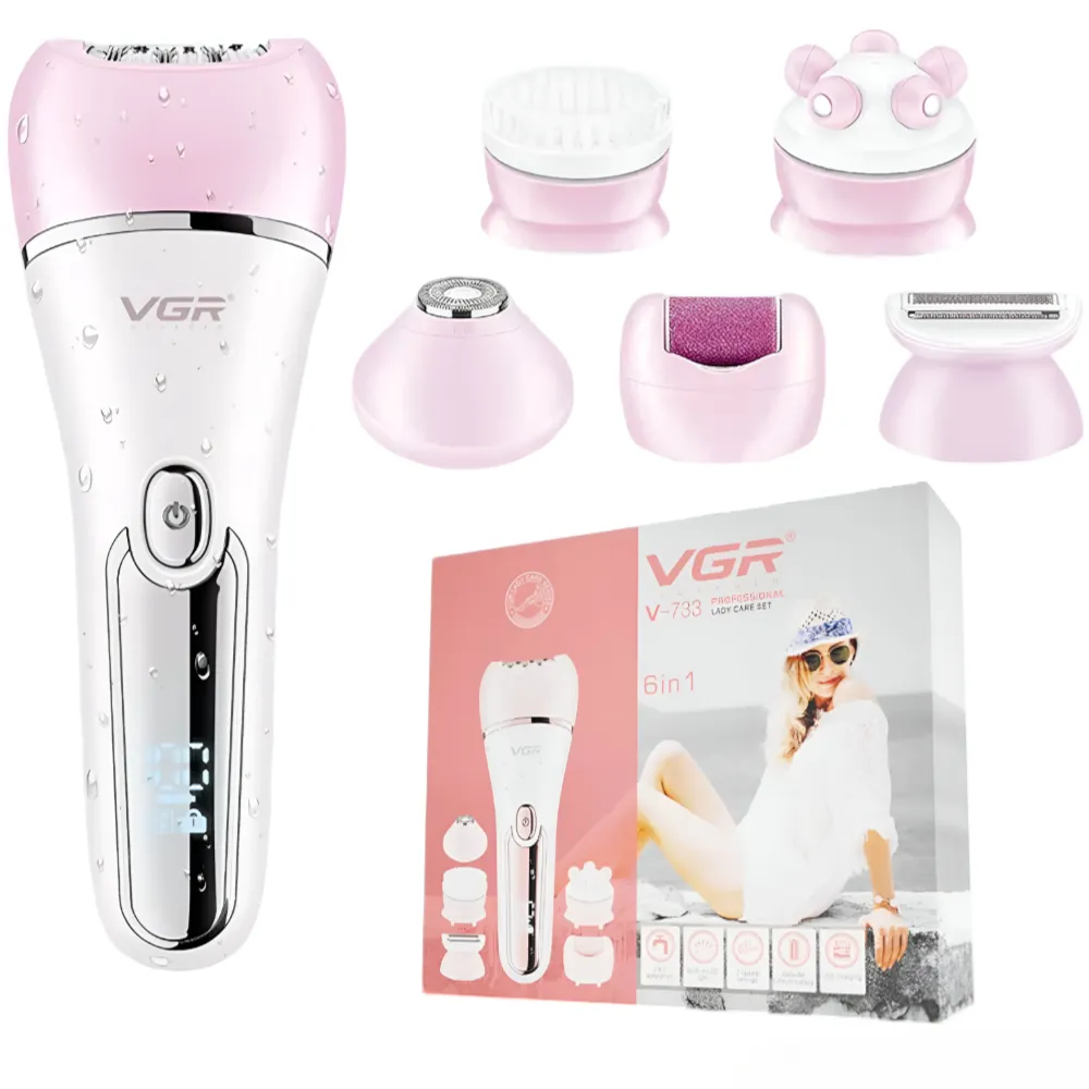 Foto do Produto VGR DEPILADOR V-733 6IN1 USB RECARGABLE ROSA/BLANCO