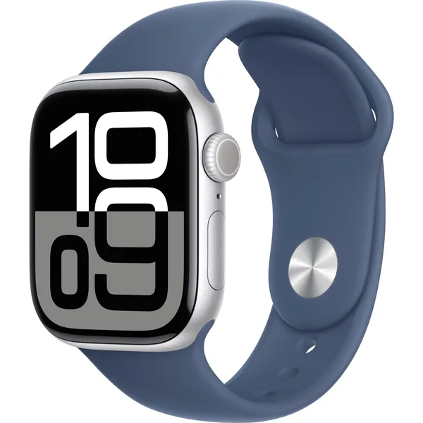 Foto do Produto Apple Watch Series 10 42 mm/S/M MWWA3LW A2997 GPS - Silver Aluminum/Denim Sport