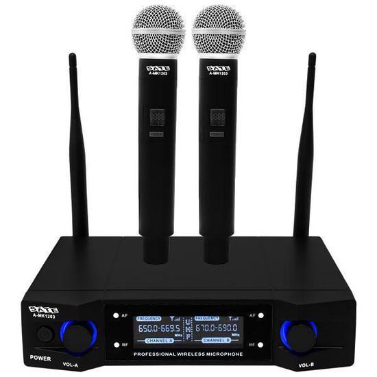 Foto do Produto Microfone Sem Fio Satellite A-MK1203 Com 2 Microfones Preto