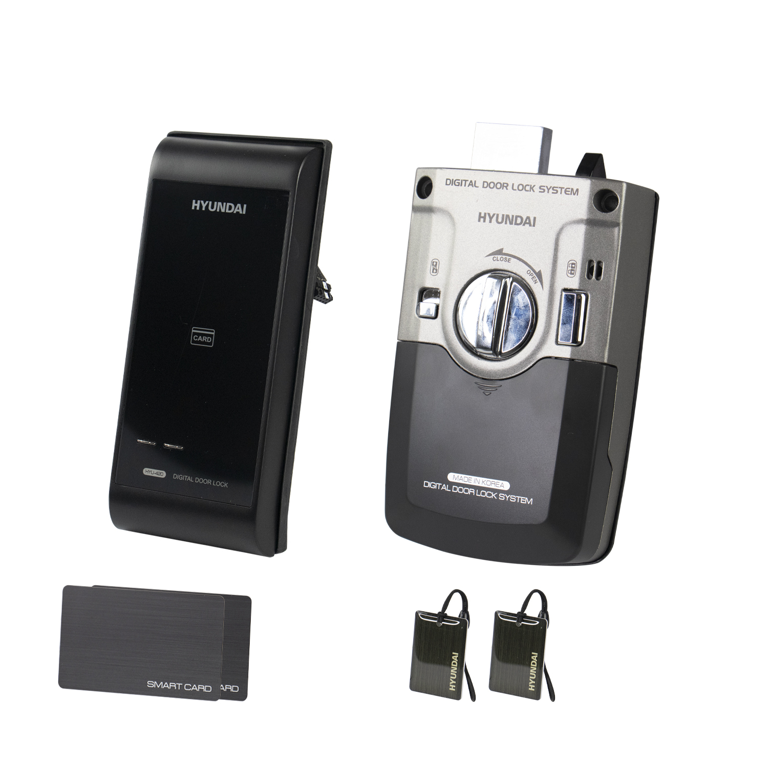 Foto do Produto Fechadura Elétrica Hyundai HYU-420 - Código Secreto e Chave de Cartão - Preto