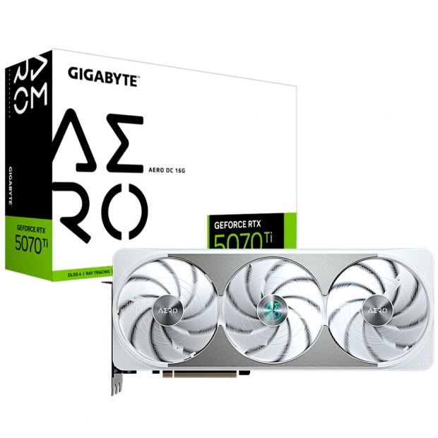 Foto do Produto Placa de Video Gigabyte Aero OC White 16GB Nvidia GeForce RTX5070TI GDDR7 GV-N507TAERO 256Bits 2588Mhz, 1xHDMI, 3xDISPLAYPORT, Branco