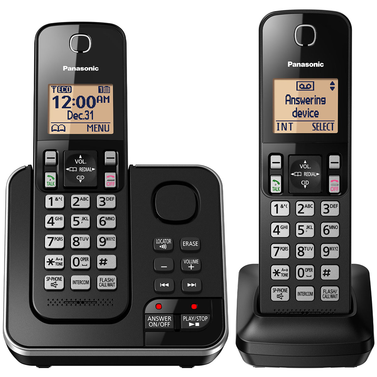Foto do Produto Telefone Sem Fio Panasonic KX-TGC362LAB - 2 Bases - Com Bina - 110V - Preto