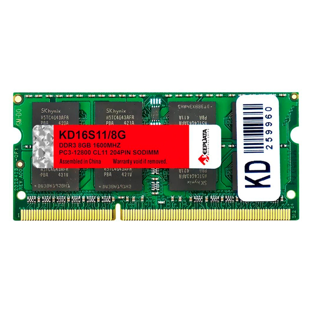 Foto do Produto Memória RAM KeepData KD16S11/8G - 8GB - DDR3 - 1600MHz - Para Notebook