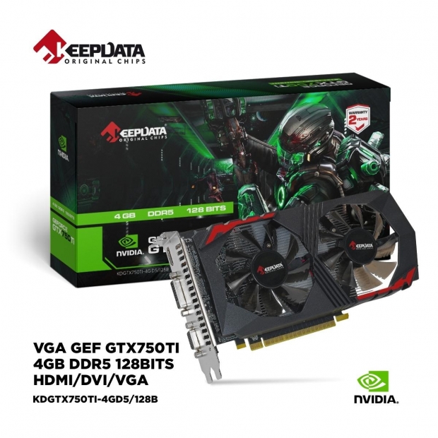 Foto do Produto Placa de Vídeo KEEPDATA GeForce GTX750TI, 4GB GDDR5, 128Bits, 1xDVI 1xHDMI 1xVGA, KDGTX750TI-4GD5