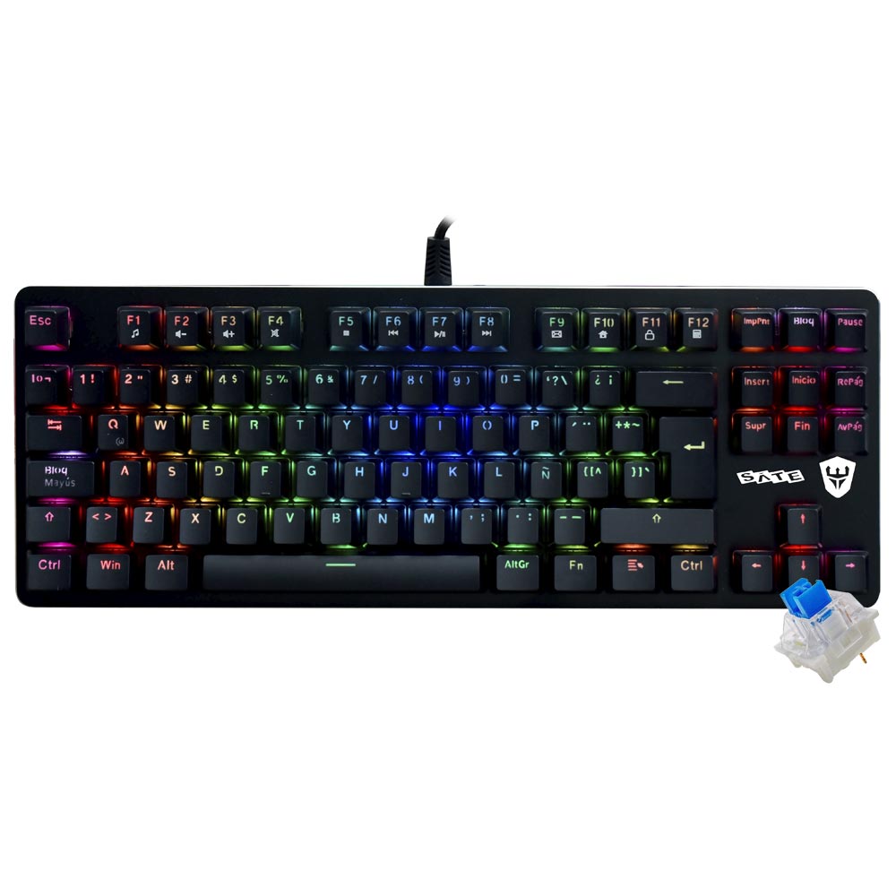 Foto do Produto Teclado Gamer Mecanico Satellite GK-502 USB / RGB / Espanhol - Preto