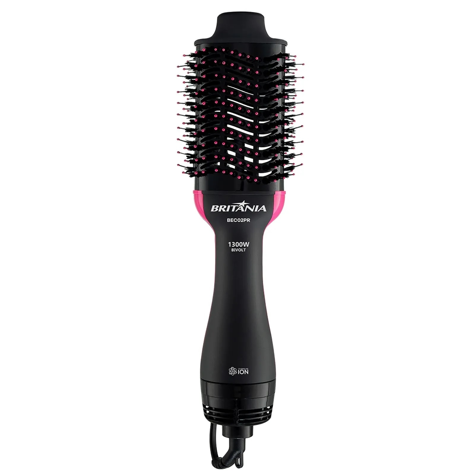 Foto do Produto Escova Secadora Britânia BEC02PR - 1300W - Bivolt - Preto e Rosa
