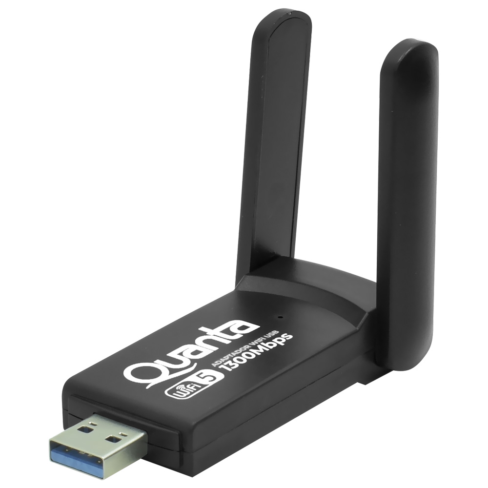 Foto do Produto Adaptador Wifi Quanta QTAAD1300 Dual Band / 2.4GHz / 5GHz / 1300Mbps - Preto