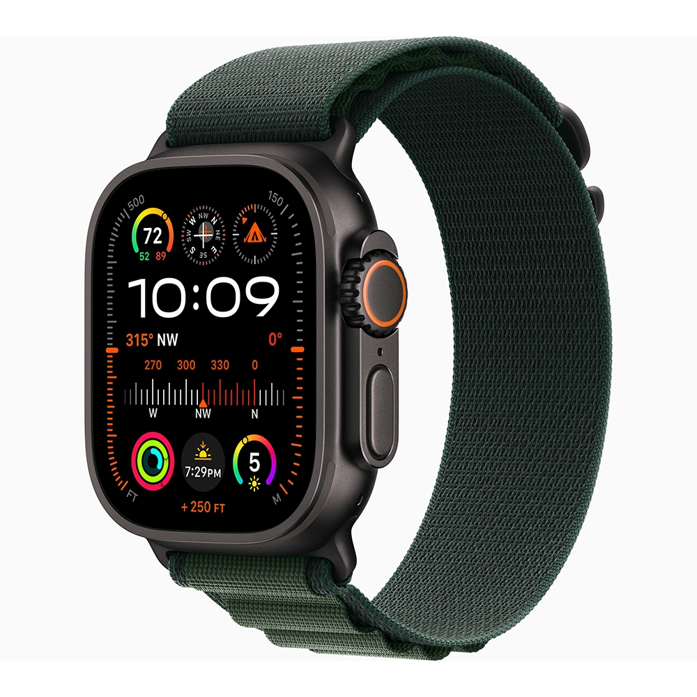 Foto do Produto Apple Watch Ultra 2 MX4R3/LW - Bluetooth - Wi-Fi + E-SIM - 49mm - GPS - Black Titanium/Dark Green