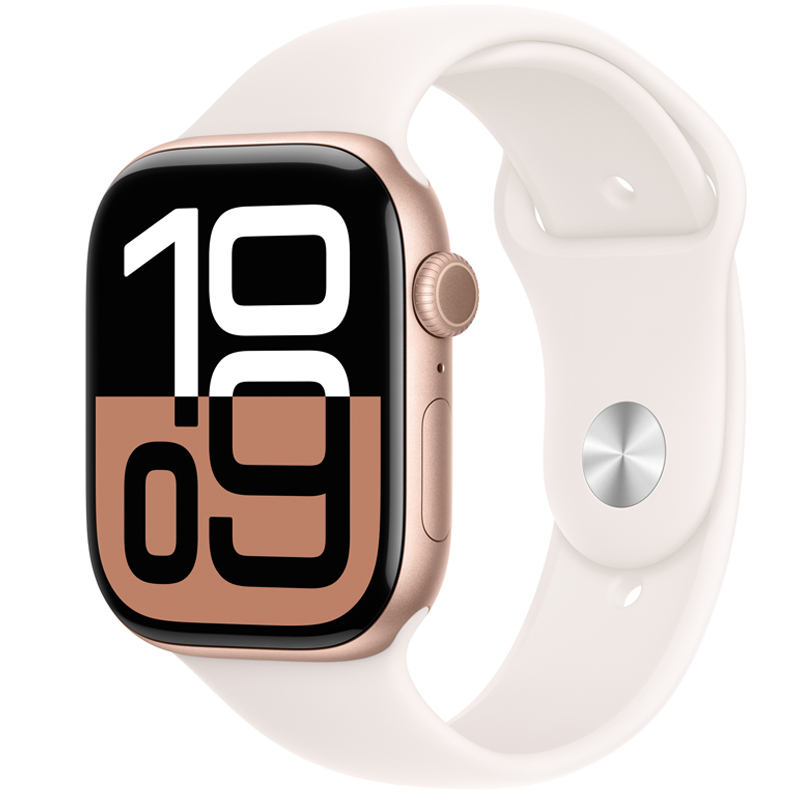 Foto do Produto Apple Watch Series 10 MWWU3LW/A 46mm GPS - Aluminum Rose Gold/Light Blush Sport Band