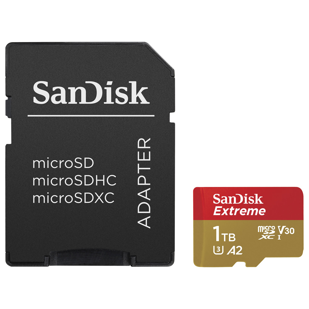Foto do Produto Cartao de Memoria Micro SD Sandisk Extreme V30 A2 U3 1TB 4K UHD - SDSQXAV-1T00-GN6MA