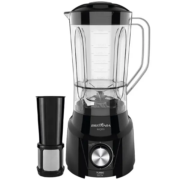 Foto do Produto Liquidificador Britânia BLQ970P Turbo 900 watts 2.6 Litros 4 Velocidades + Pulsar 127V ~ 60Hz - Preto