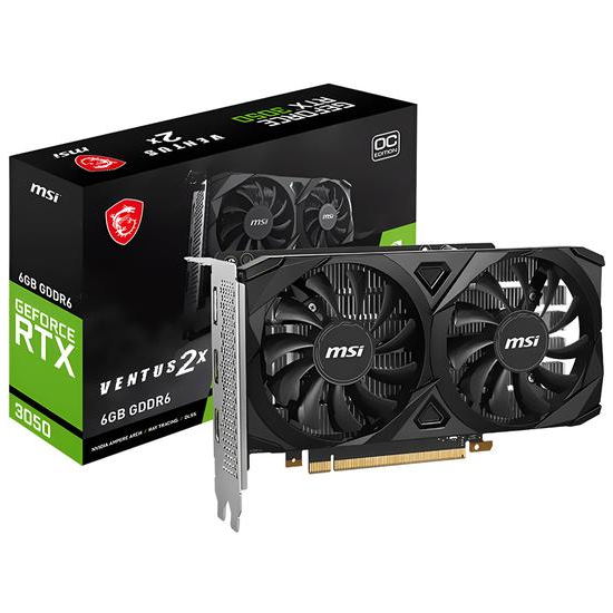 Foto do Produto Placa de Vídeo MSI GeForce RTX3050 Ventus 2X OC 6GB GDDR6 PCI-Express