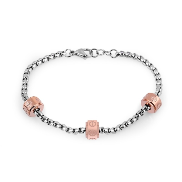 Foto do Produto Pulseira Feminina Freelook FRJ.3.3009-2 de aço inoxidável - Prata e Rosa Ouro