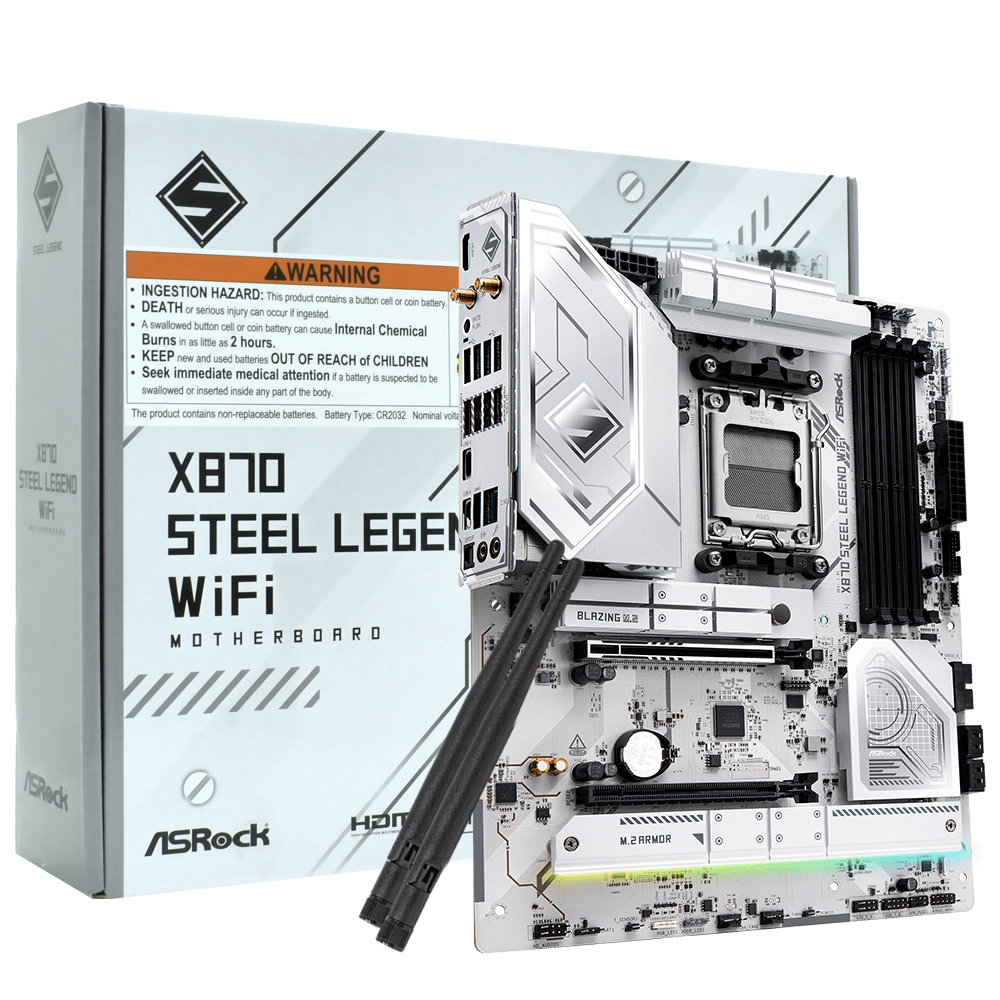 Foto do Produto Placa Mae ASRock X870 Steel Legend Wi-Fi Socket AM5 / DDR5