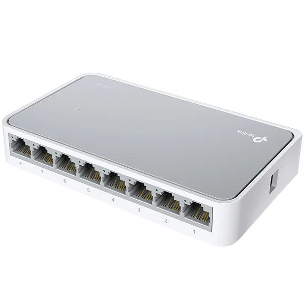 Foto do Produto Switch TP-Link TL-SF1008D com 8 Portas Ethernet de 10/100 Mbps - Branco/Cinza
