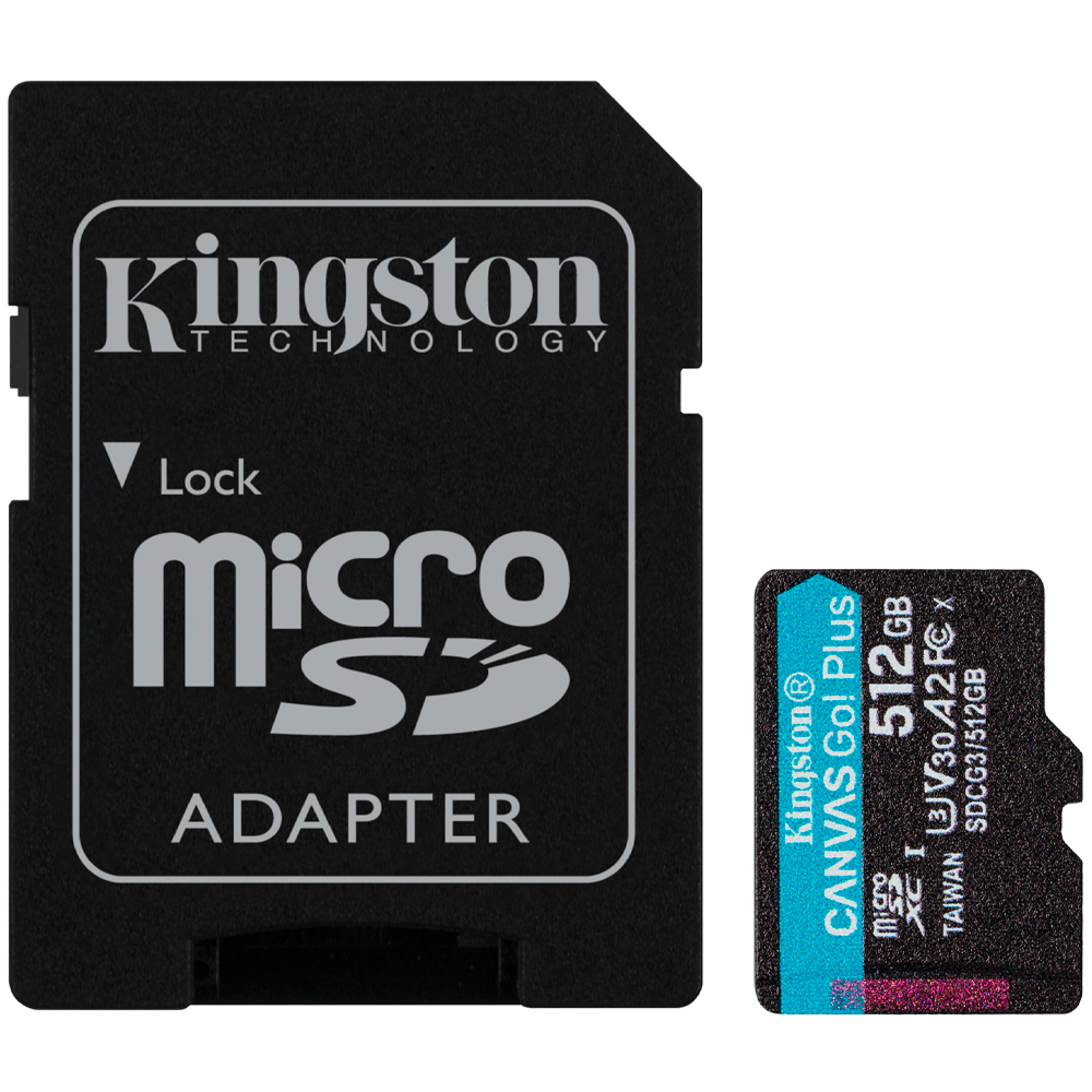 Foto do Produto Cartão de Memória Micro SDCG4/SDXC Kingston Canvas Go Plus SDXC 512GB 200MB/s Classe 10 - SDCG4/SDXC