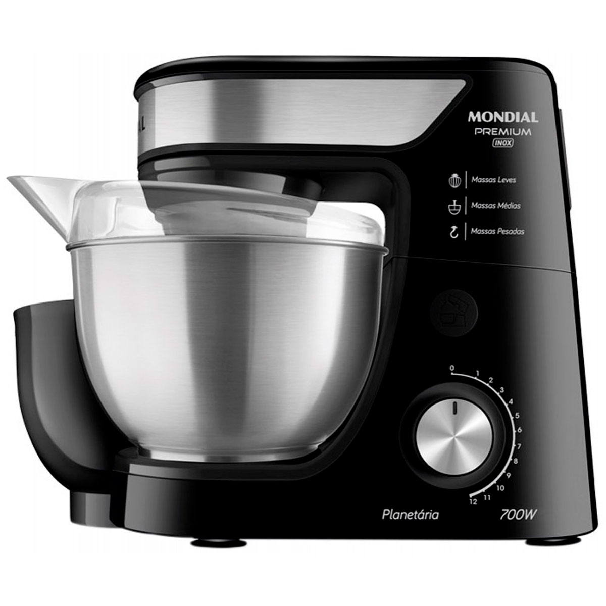 Foto do Produto Batedeira Planetária Mondial Premium Inox BP-02P-B-TI - 700W - 4.5L - Inox - 220V 50/60Hz - Preto