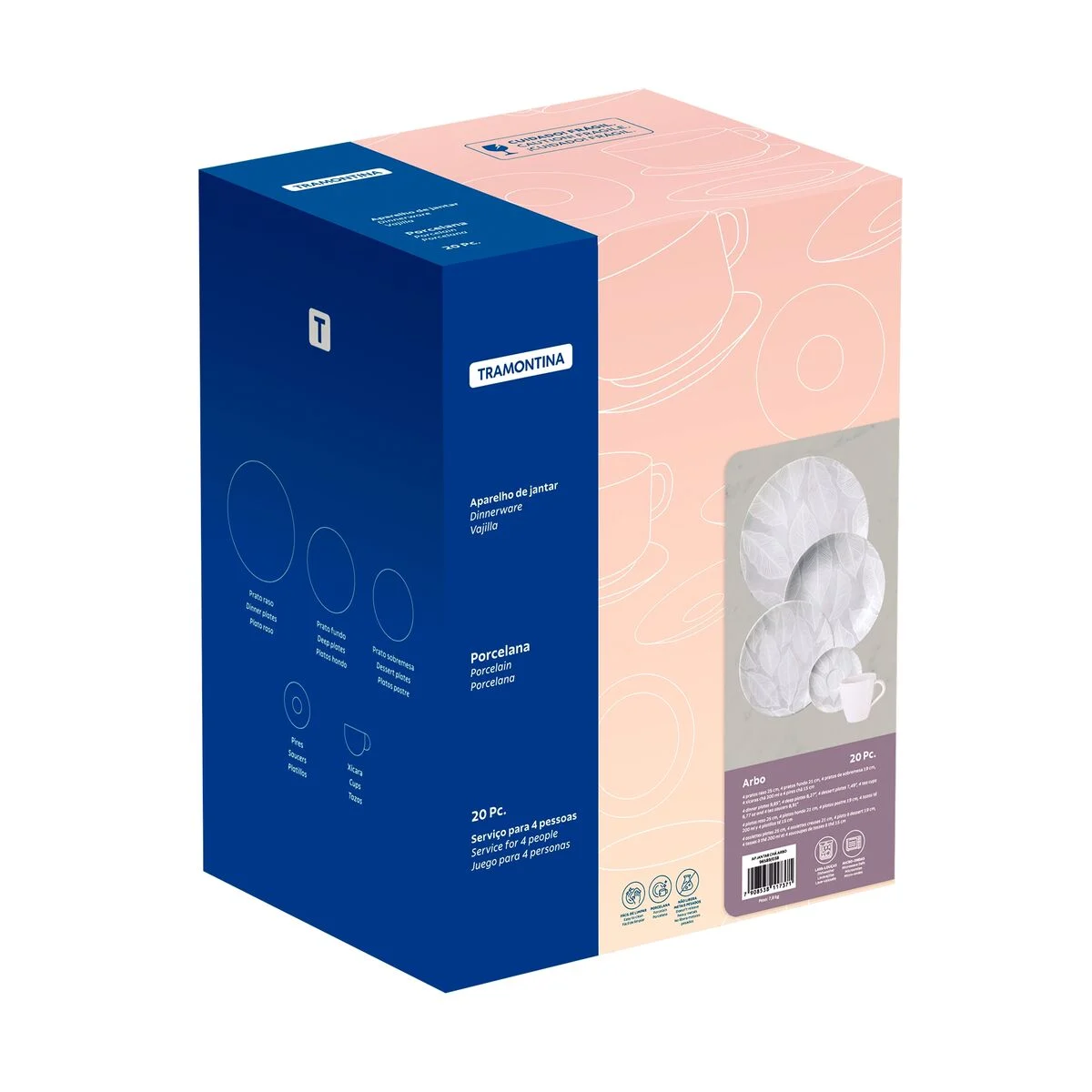 Foto do Produto TRAMONTINA JUEGOS DE PLATOS COLECCIÓN ARBO 20 PIEZAS PORCELANA