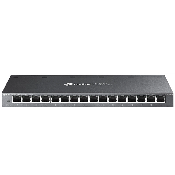 Foto do Produto Switch TP-Link TL-SG116 com 16 Portas Ethernet de 10/100/1000 Mbps - Cinza
