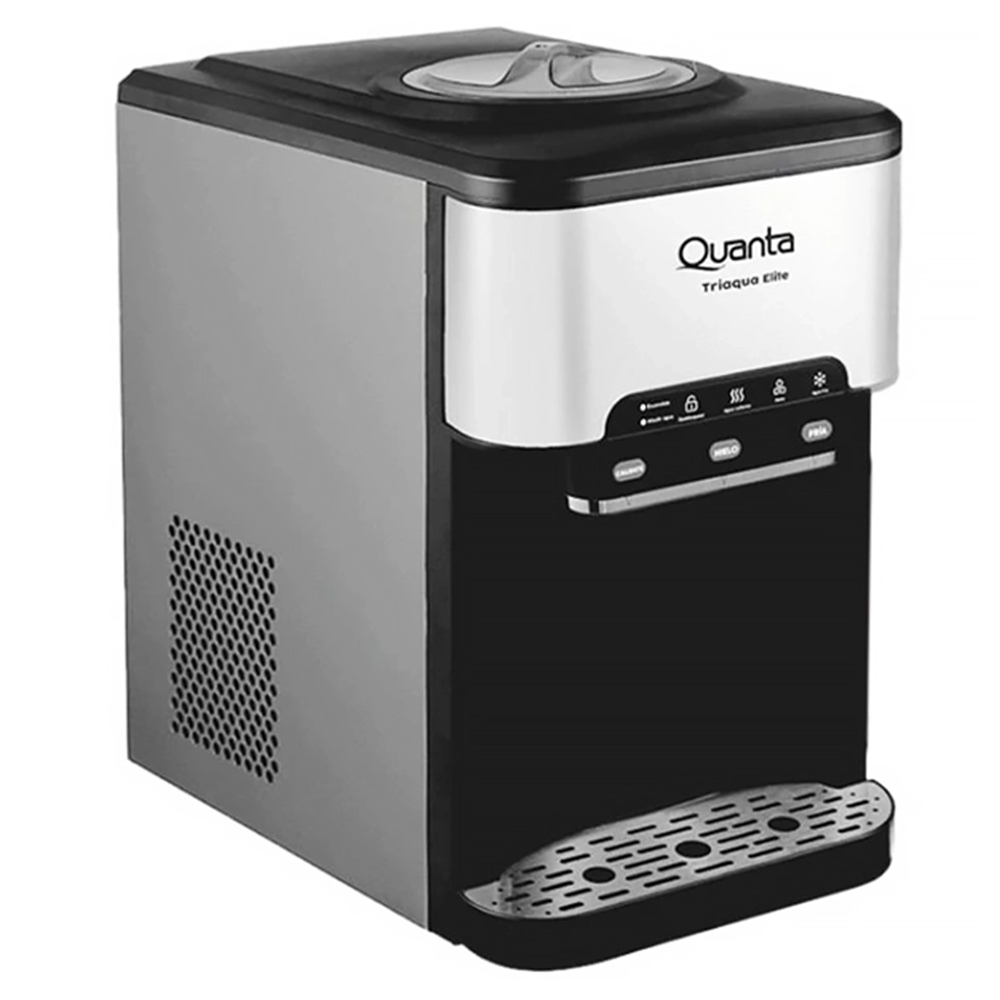 Foto do Produto Bebedouro Elétrico Quanta Triaqua Elite QTBMD20 - Quente e Frío - Dispenser de Gelo - 220V/50Hz - Preto e Prata