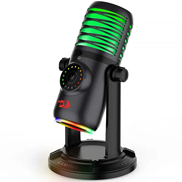 Foto do Produto Microfone Streaming Redragon GM306 Stellaris Omnidirecional com USB-C/Mini Jack 3.5 - Preto