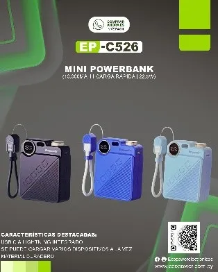 Foto do Produto ECOPOWER CARGADOR PORTATIL EP-C526 10000MAH AZUL OSCURO