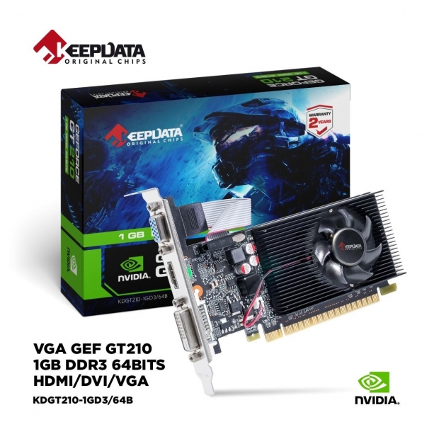 Foto do Produto Placa de Video Keepdata 1GB Nvidia GeForce GT210 GDDR3 KDGT210-1GD3 64Bits HDMI, DVI, VGA(D-Sub)