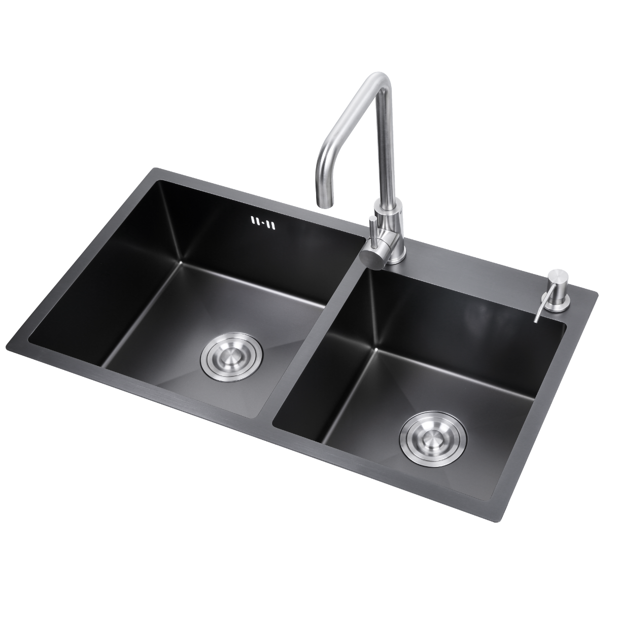 Foto do Produto CUBA DUPLA EM INOX 82*45*22CM FH8245 COR PRETO PLUS