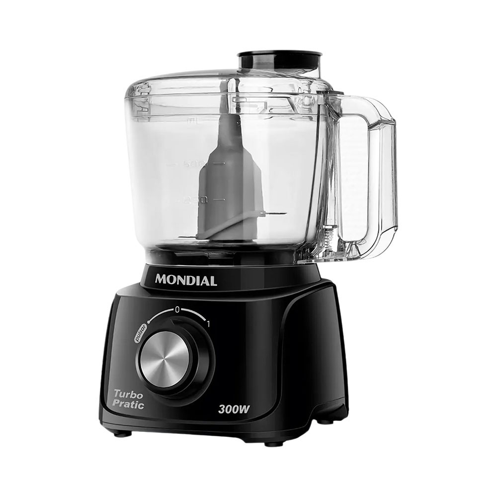 Foto do Produto MINI PROCESADOR DE ALIMENTOS MONDIAL MP-16-B TURBO PRATIC 300W 110V NEGRO