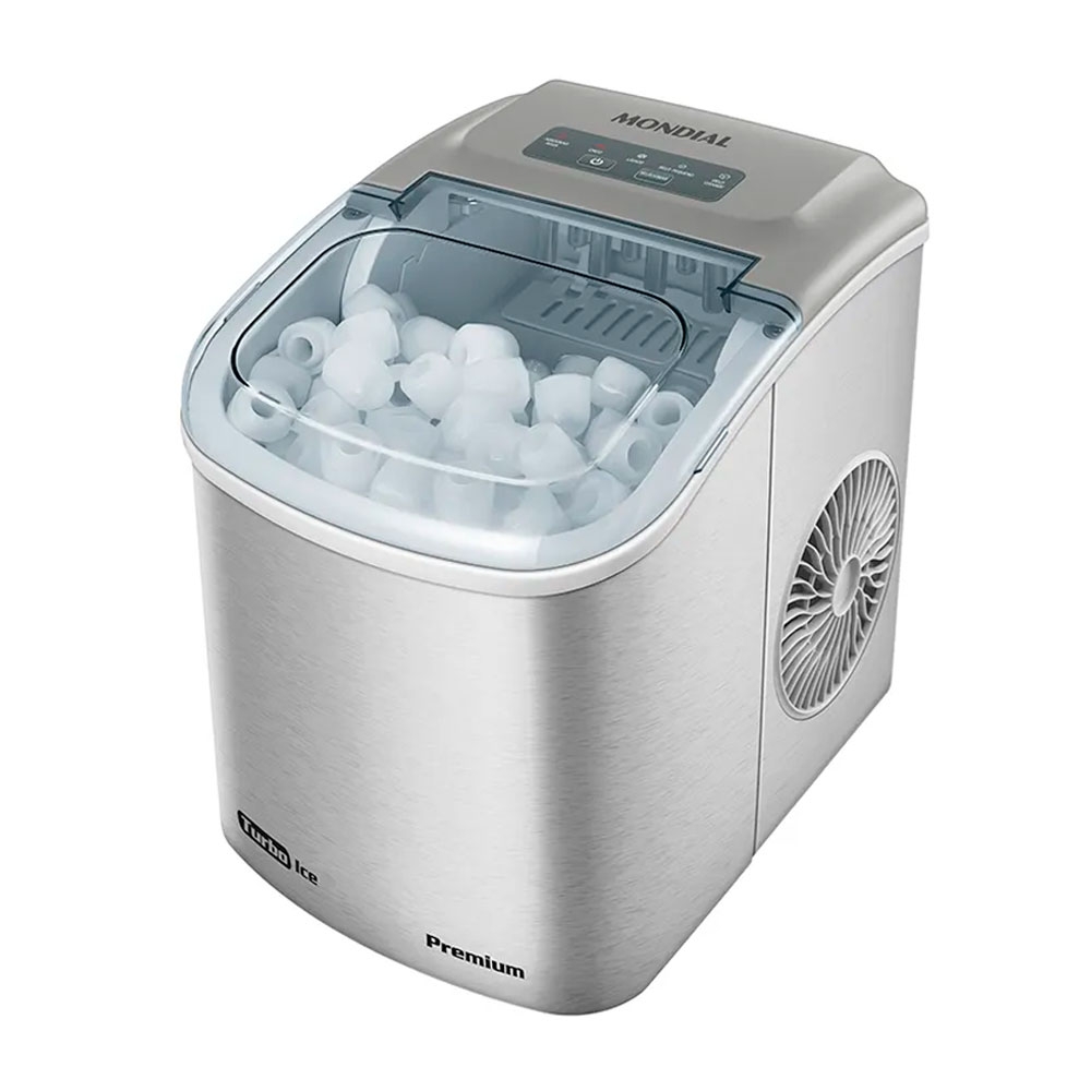 Foto do Produto Máquina de Gelo Mondial Turbo Ice Premium MG-12-GI - 90W - 1.3L - 220V - 50/60Hz - Prata