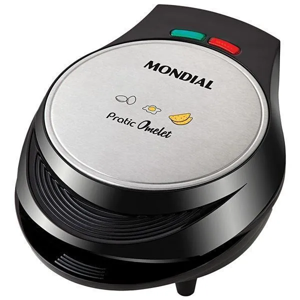 Foto do Produto Omeleteira Mondial Pratic Omelet OM-01 Antiaderente 220V ~ 50/60 Hz - Preta/Prata