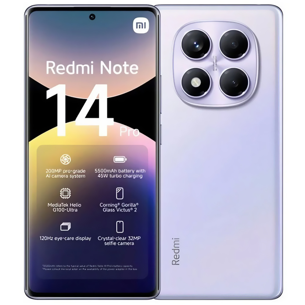 Foto do Produto Celular Xiaomi Redmi Note 14 Pro 8GB de RAM / 256GB / Tela 6.67" / Dual Sim LTE - Aurora Roxo (Global)