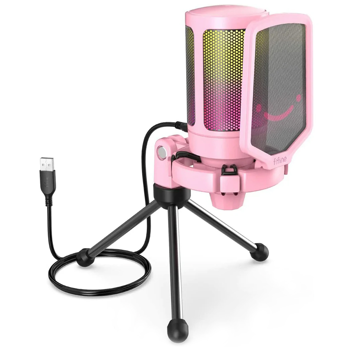 Foto do Produto Microfone Gamer Fifine A6V - USB - RGB - Rosa
