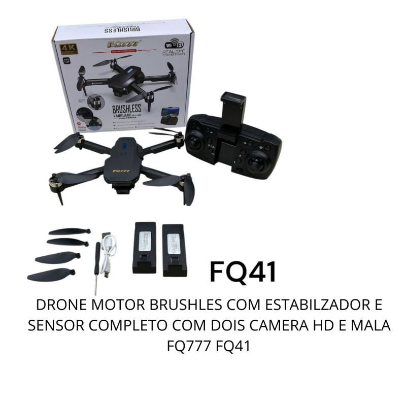 Foto do Produto DRONE MOTOR BRUSHLES COM ESTABILZADOR COM DOIS CAMERA HD FQ777 FQ41
