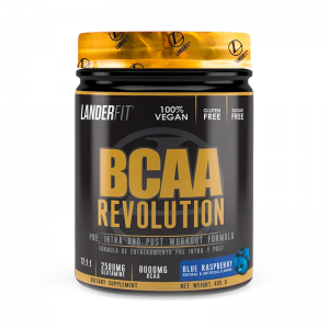 Foto do Produto BCAA Revolution 100% Vegano Landerfit 405g Blue Raspeberry