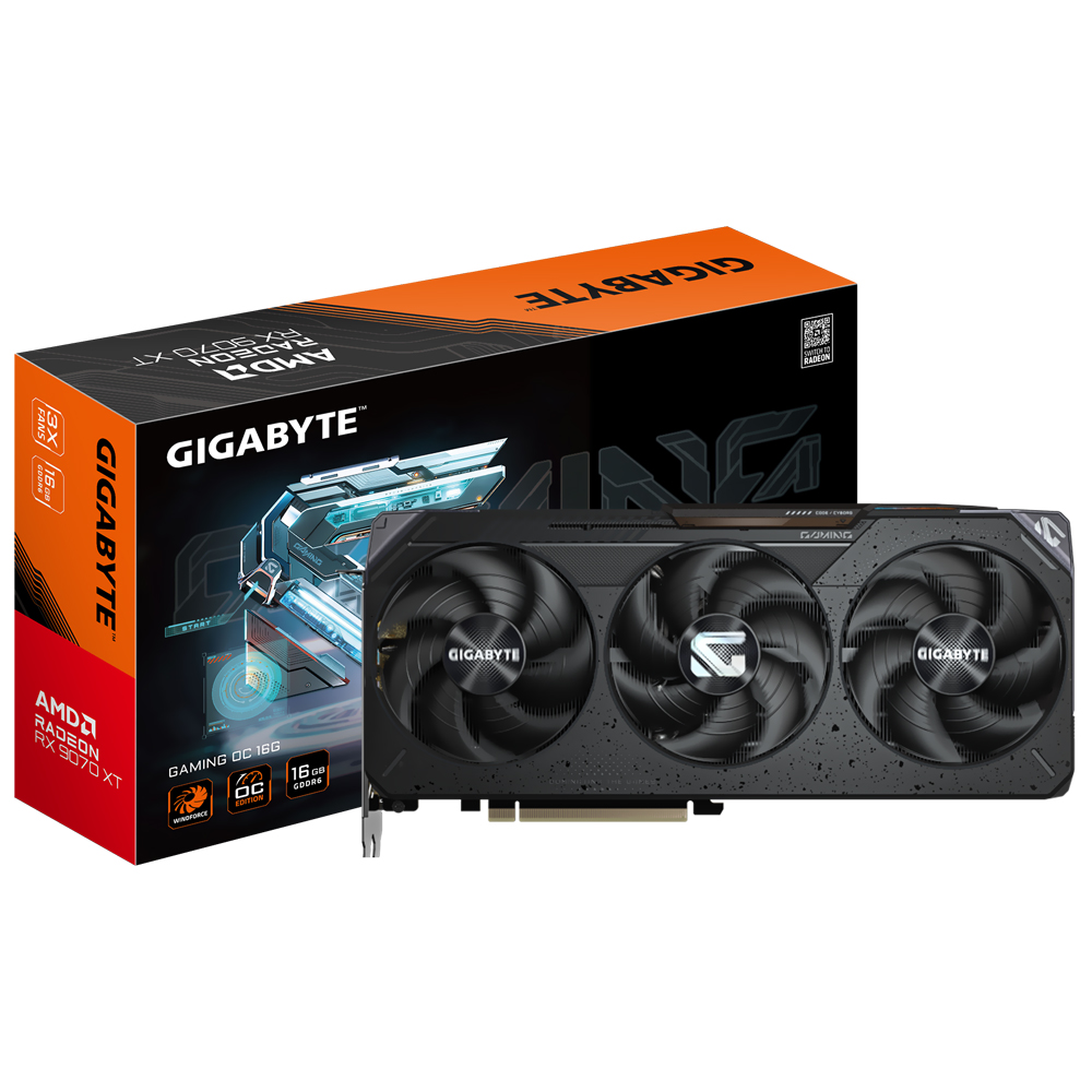 Foto do Produto Placa de Video Gigabyte Gaming OC 16GB Radeon RX9070 XT GDDR6 - GV-R9070XTGAMING OC-16GD