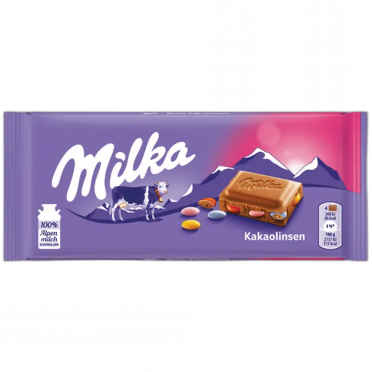 Foto do Produto MILKA CHOCOLATE BUNTE KAKAOLINSEN - 100GR .