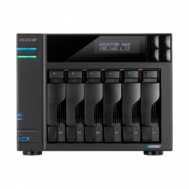 Foto do Produto SERVIDOR NAS ASUSTOR AS6706T QC 2.0/6BAY/8GB/4 M.2 2-GBLAN/USB3.2