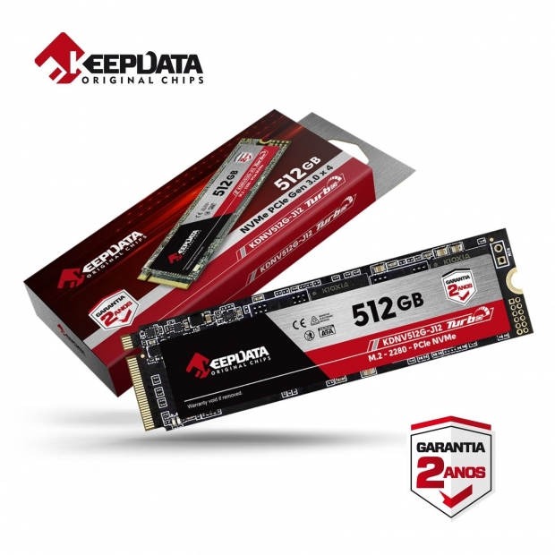 Foto do Produto SSD Keepdata 512GB, M.2 NVMe, Leitura até 2400MB/s, Gravação 1700MB/s, KDNV512G-J12
