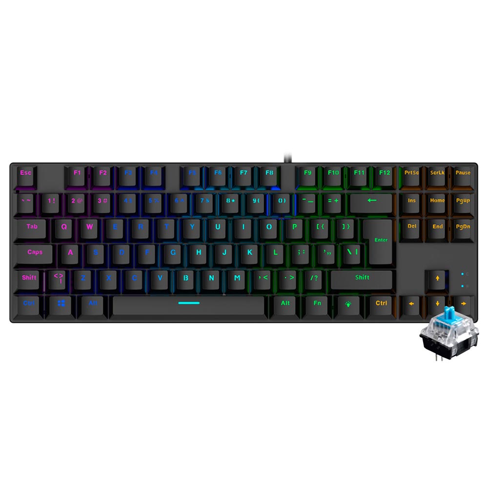Foto do Produto Teclado Gamer Mecanico Satellite GK-51 USB / RGB / Ingles - Preto