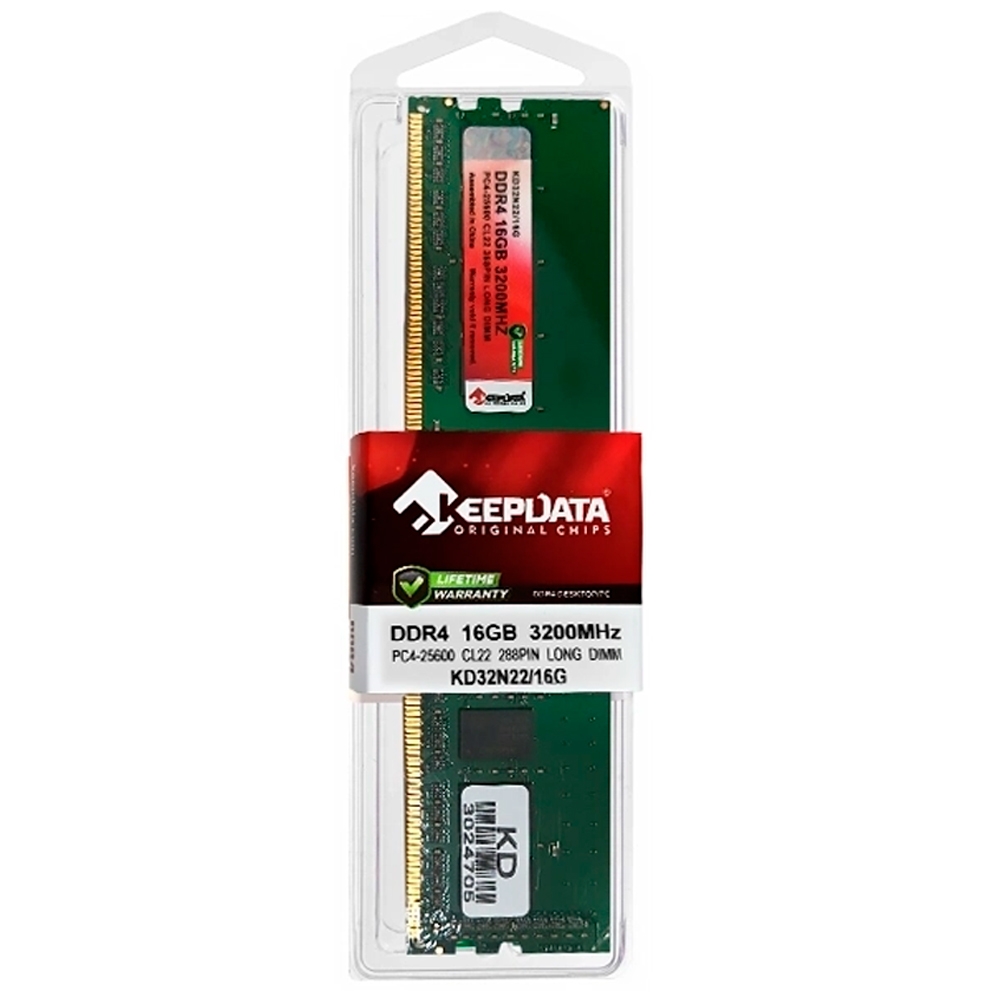 Foto do Produto Memória RAM KeepData KD32N22/16G - 16GB - DDR4 - 3200MHz - Para PC