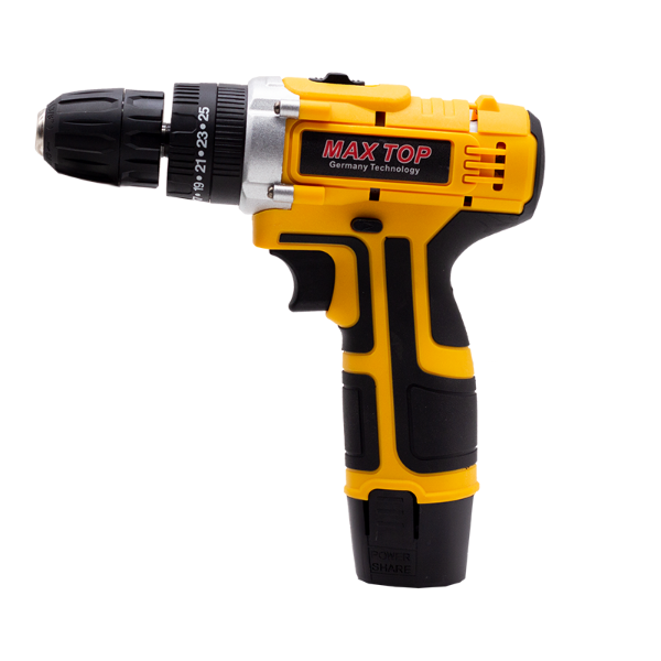 Foto do Produto Furadeira e Parafusadeira sem fio MAX TOP 12V CG-2020 220-240V com 2 Baterias - Amarelo/Preto